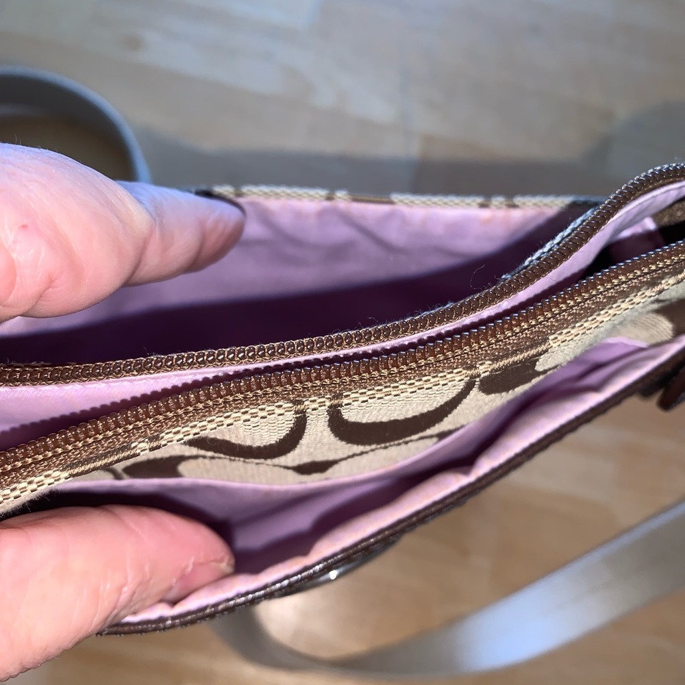 Brown Coach cross body purse